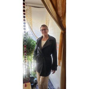 HJEND Grey wool lined coat peacoat trench women's XXL